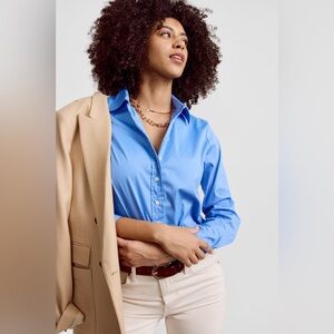 NWT The Shirt by Rochelle Behrens Icon Shirt Blue Button-Down Blouse Size S